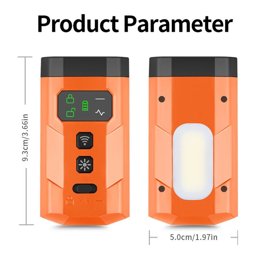 Front and back of the deterrent with size 9.3 by 5.0 cm