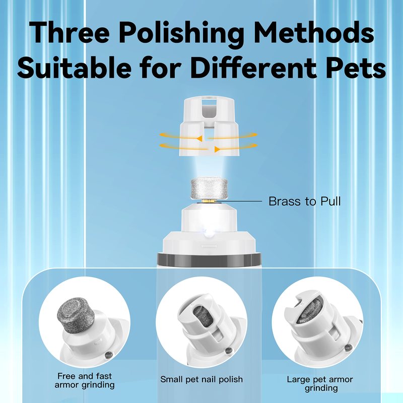 Three grinder caps for fast grinding, small pets and large pets