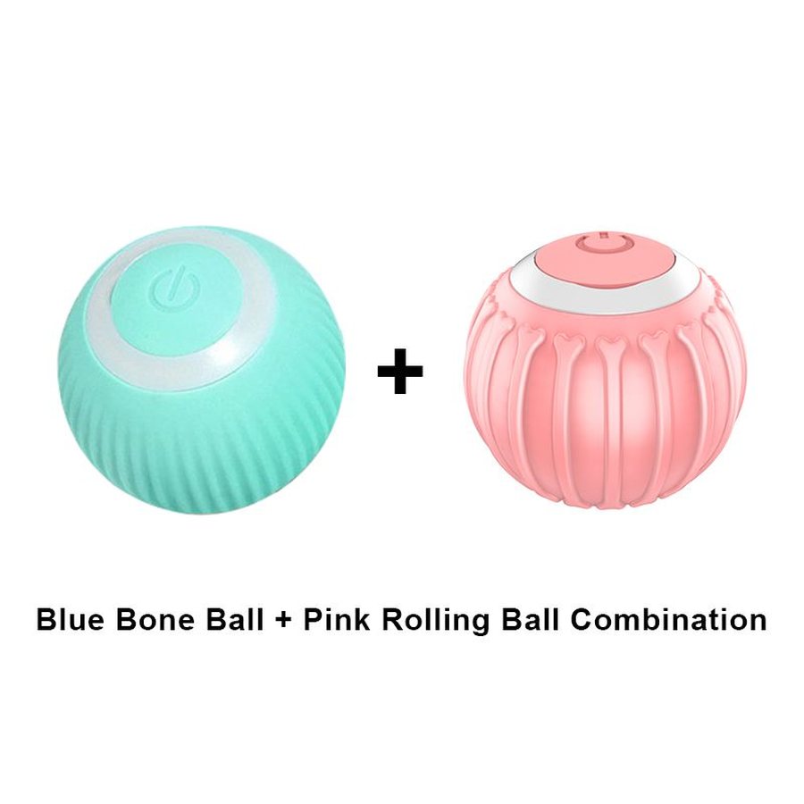 Blue and pink smart cat balls side by side