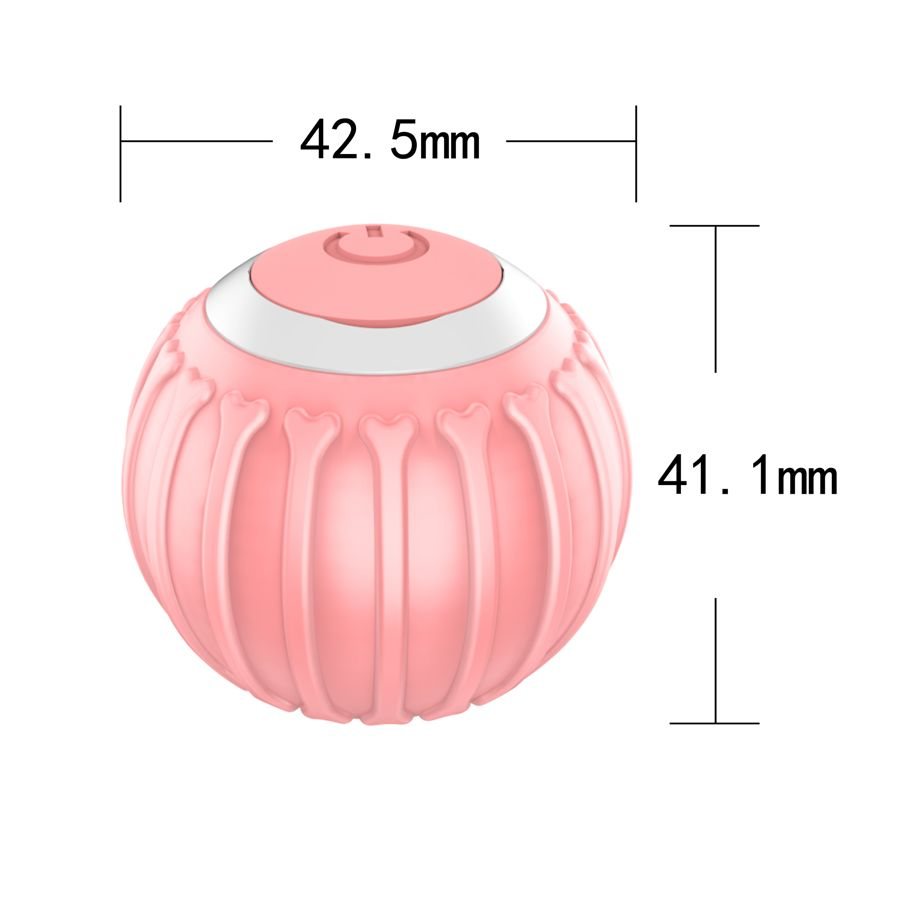 Pink cat ball with size markings 42.5 mm by 41.1 mm