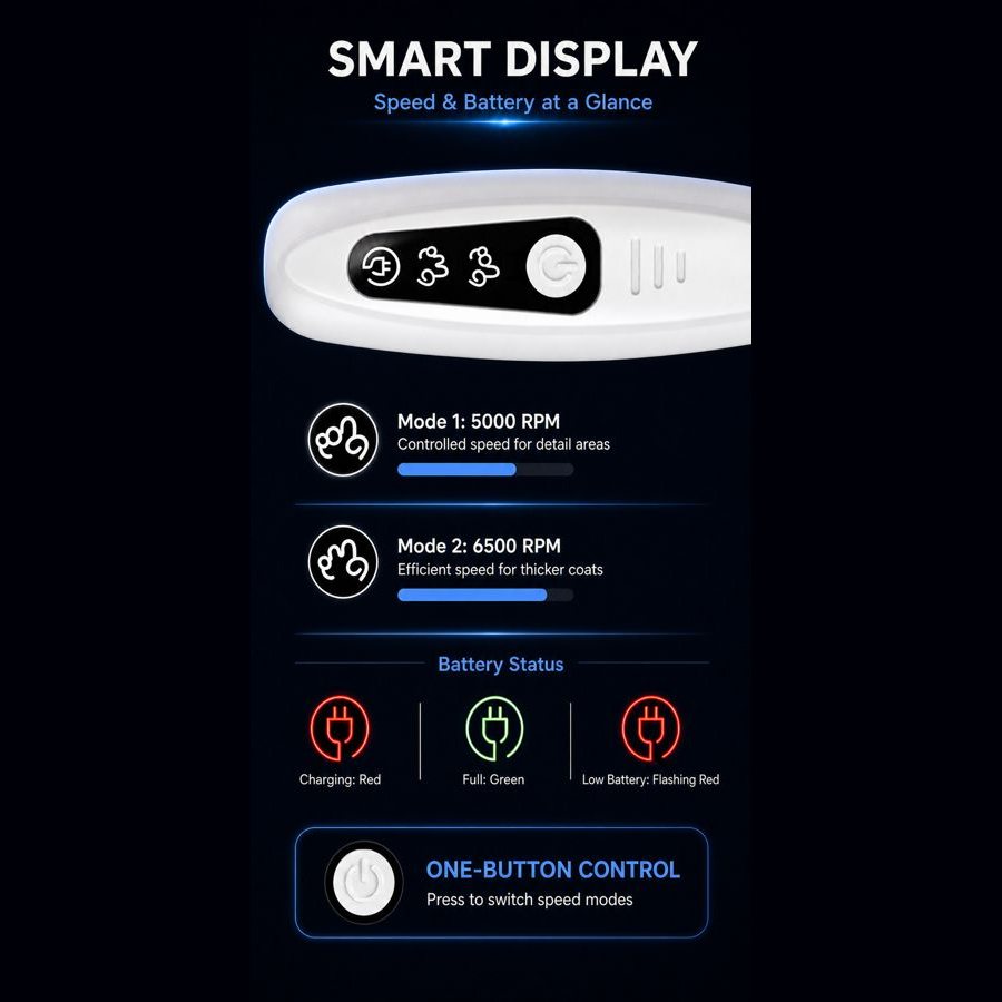 Display showing two speed modes and battery status
